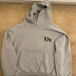 Men's Gray Hoodie with Camouflage Detail